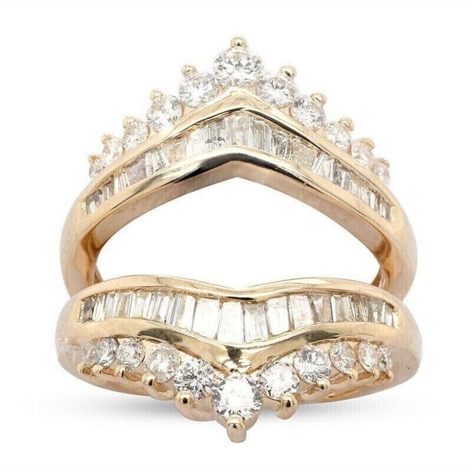 3Ct Lab Created Diamond Wedding Enhancer Wrap Guard Ring 14k Yellow Gold Finish 925 Silver2