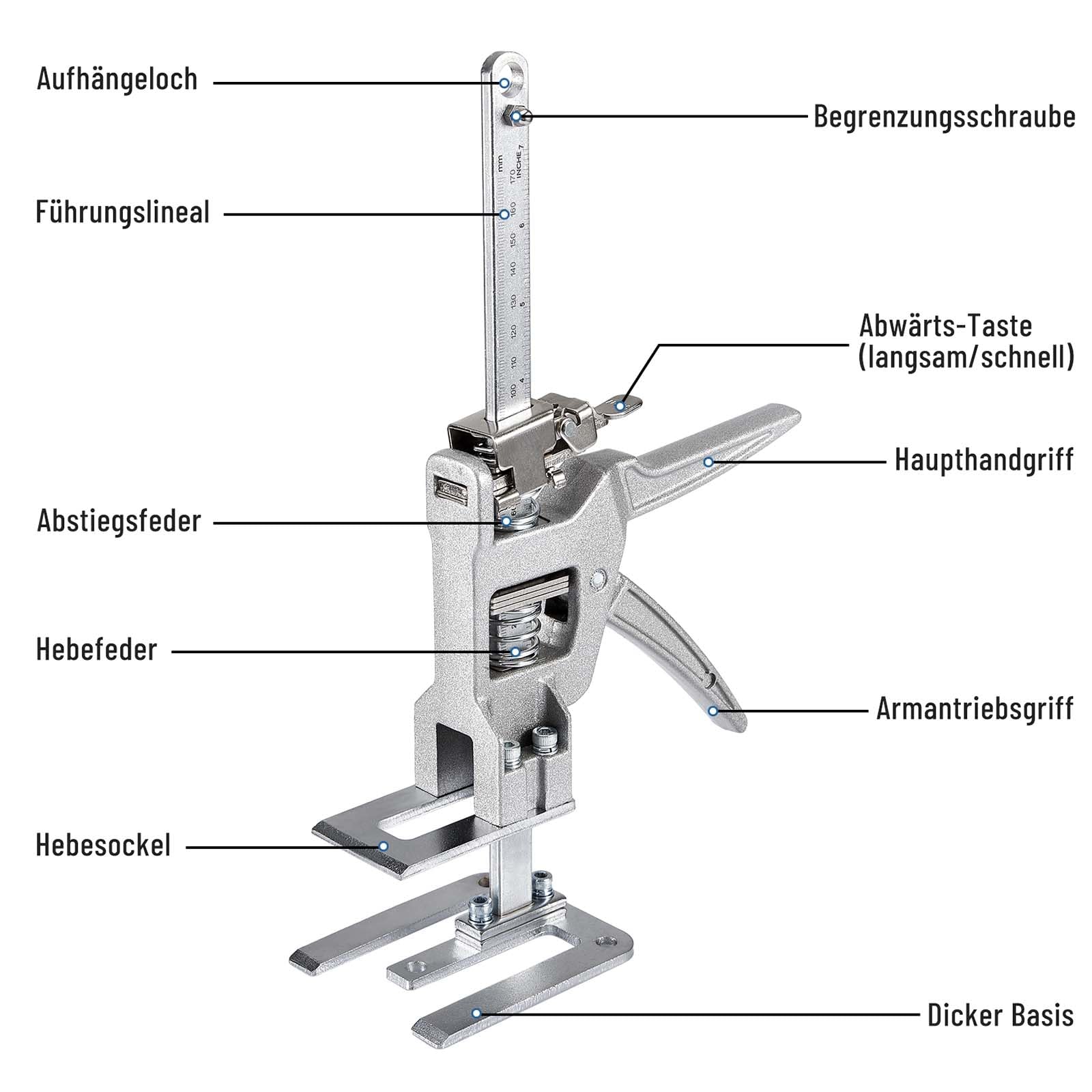 2 Stück Arm Arbeitssparender Heber mit Präzisionsskala, Stabile Kohlenstoffstahl Lastenheber für Schwere Möbel, Türheber, Schrankheber, Fliesenheber, Brettheber, Spannvorrichtung