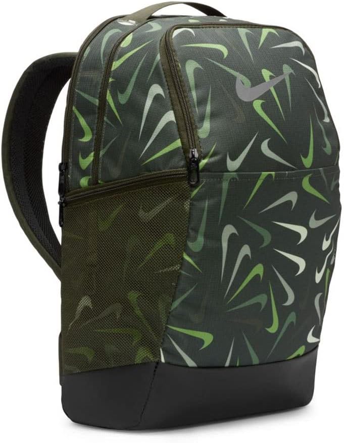 Nike Brasilia Printed Training Backpack (25L) Green/Black/Silver