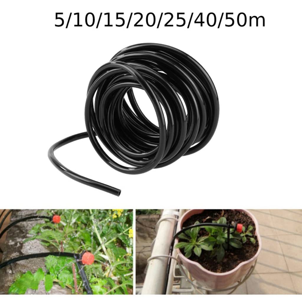 Conduite d'irrigation goutte-à-goutte, Tube d'irrigation goutte à en PVC noir, 4/7mm, plusieurs tailles(50m)