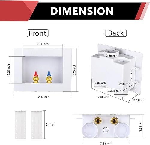 Miniatura 8 de EFIELD Doble drenaje 12 pulgada PEX conexión de crimpado x 34 pulgadas MHT lavadora caja de salida con martillo de agua de acero inoxidable
