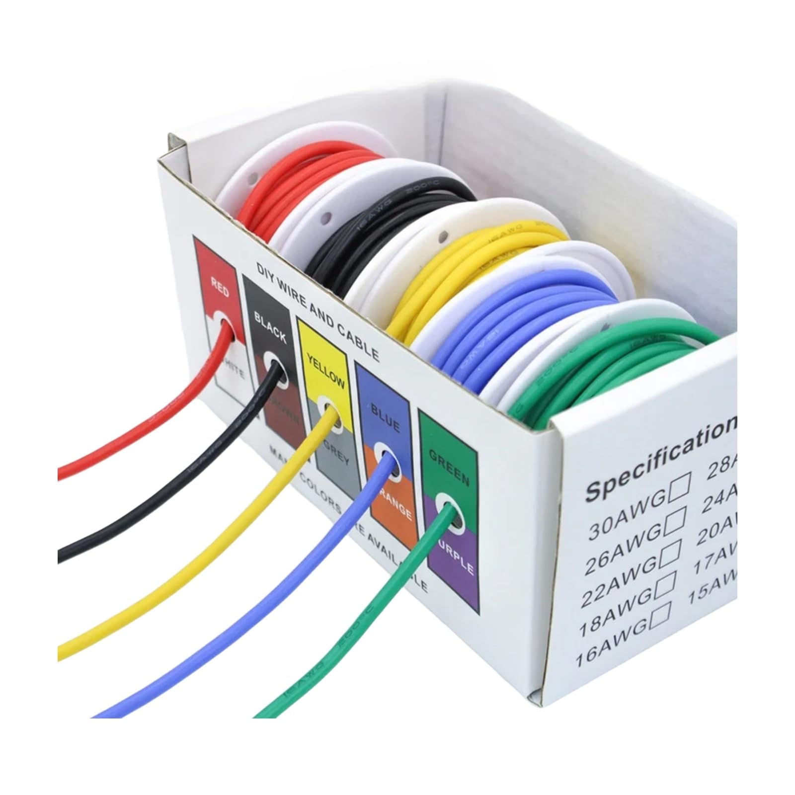 50 m 30 AWG/28 AWG-22 AWG/20 AWG cable de 5 colores, 33 ft/10 (24 AWG)