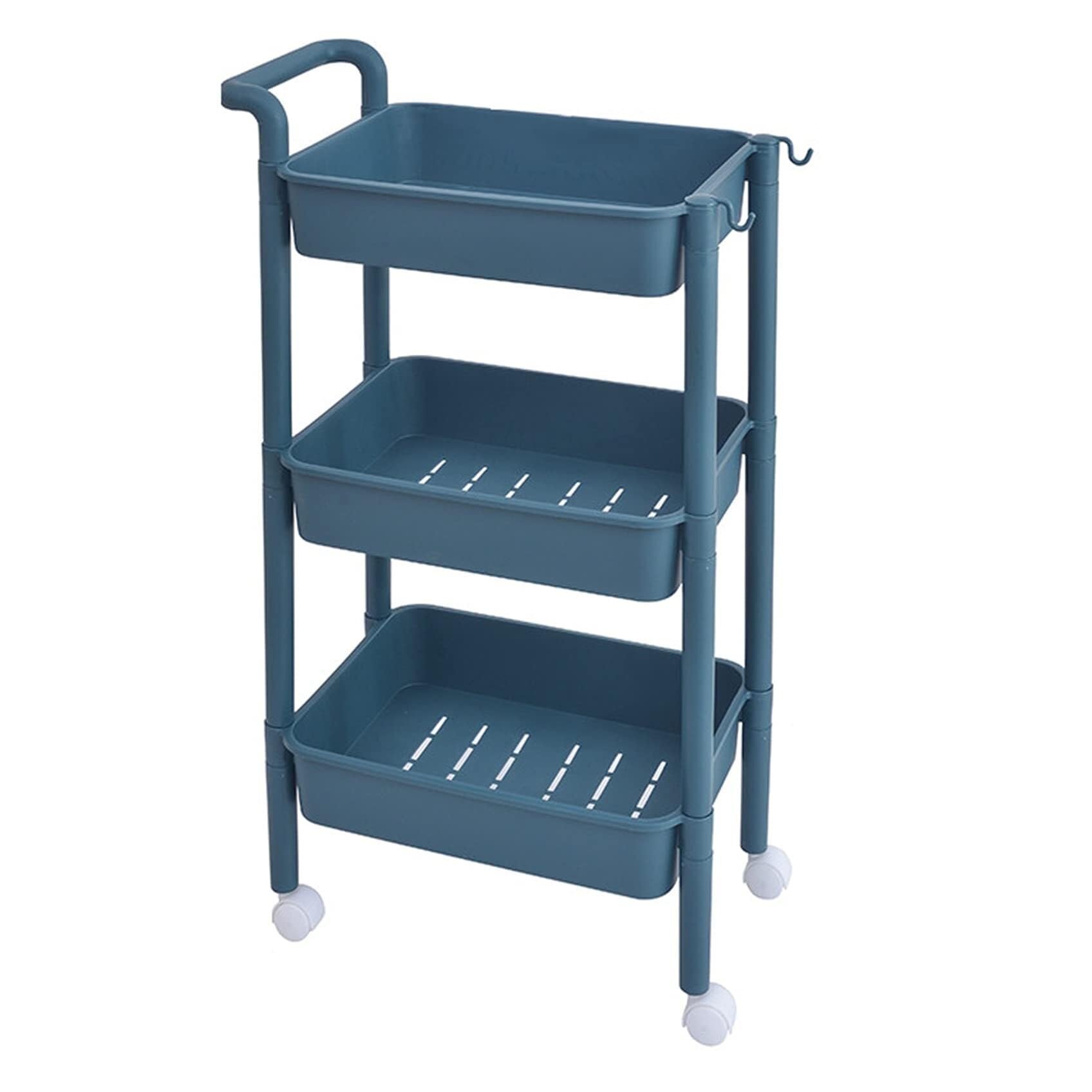 Carrelli Portaoggetti Carrello Portaoggetti Mobile con Ruote, di Servizio Multifunzione per Cucina, Ufficio, Bagno Cucina(Blue,3 Tier)
