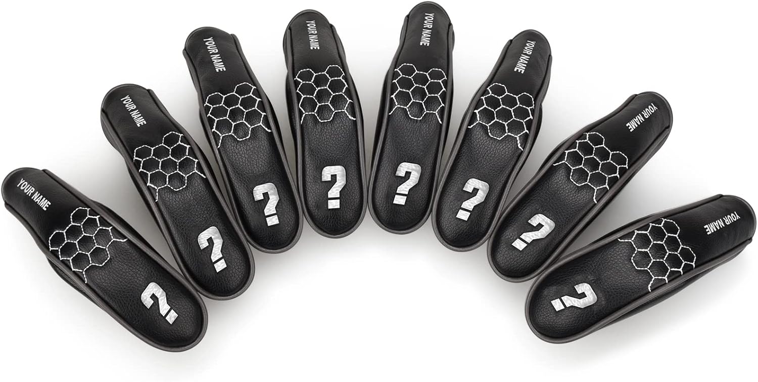 mytag 8PCS Golf Hybrid Iron Covers Set, Knit Hybrid Head Covers, Fits Cobra T Rail, Cleveland Launcher, Wilson Launch Pad, Tour Edge Hot Launch - Customizable