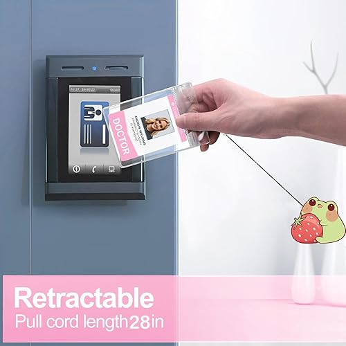 Vista 3 de Lindo carrete de insignia de rana y hongo, divertido soporte de carrete de insignia de rana y hongo, etiqueta de identificación con clip