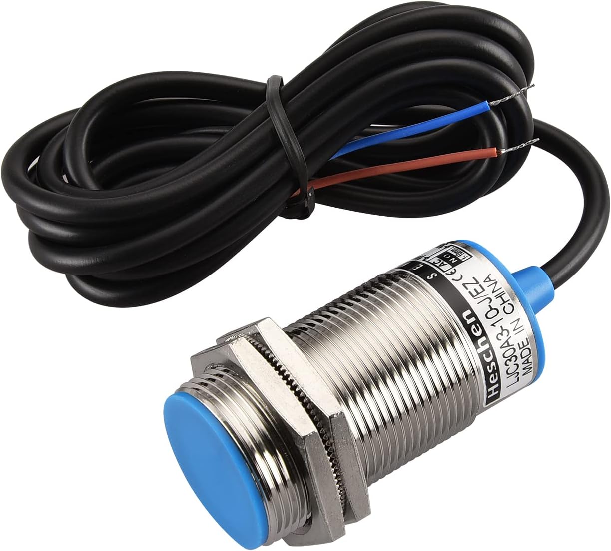 Heschen M30 Capacitive Proximity Sensor Switch Shield Type LJC30A3-10-J/EZ Detection 1-10mm 90-250VAC 400mA Normally Open(NO) 2 Wires
