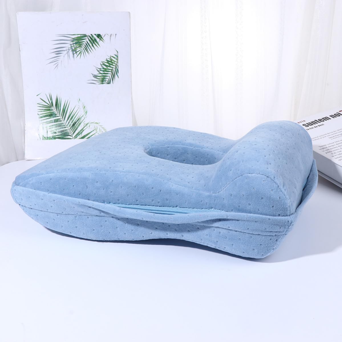 Breathable Memory Foam Sleeping Pillow for Travel and Office Use with Soft Cotton Cover and Air Permeability, Comfortable Neck Cushion for Rest and Camping