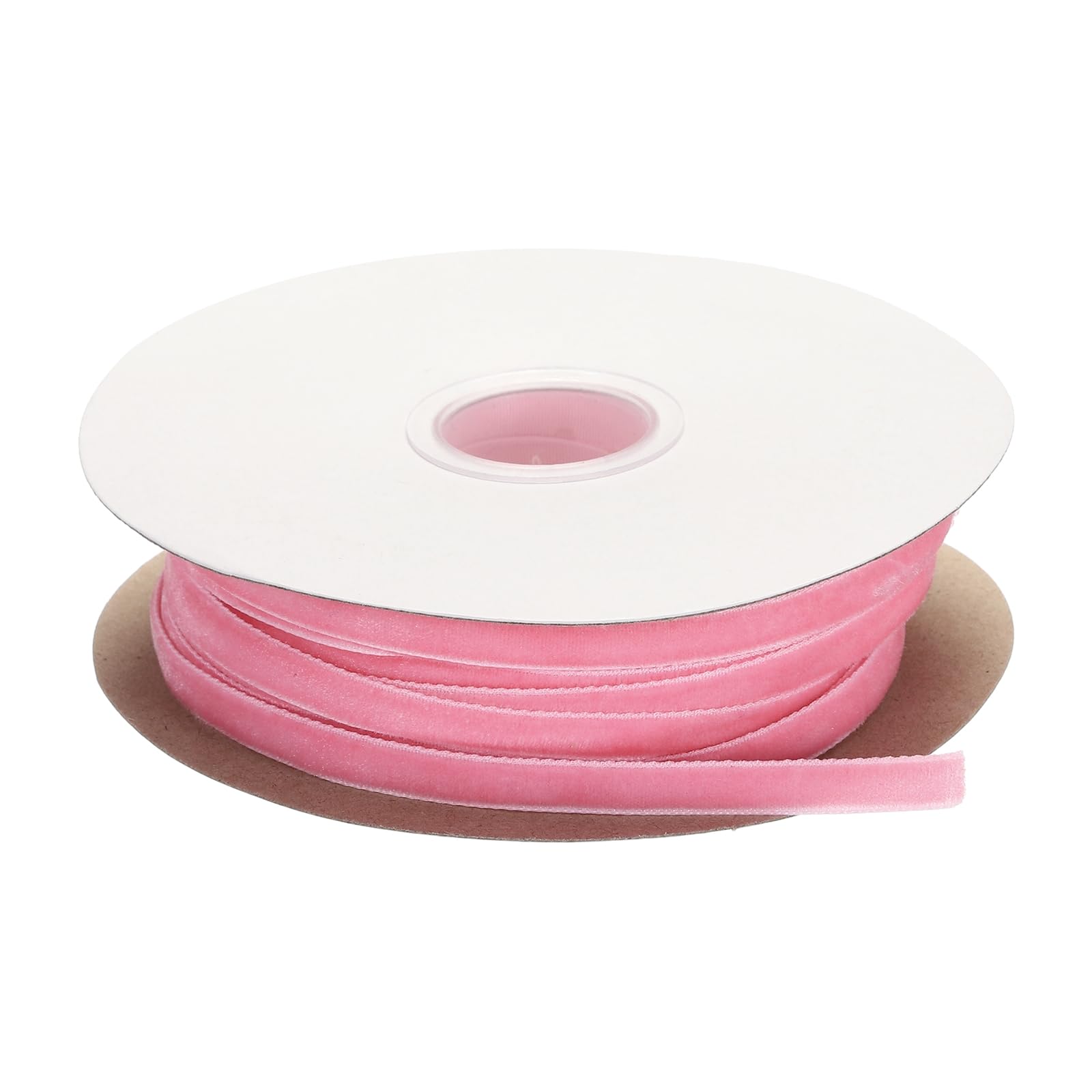 sourcing map Velvet Ribbon 1/4 Inch x 50 Yard Single Face Spool Silky Velvet Fabric for Bouquets DIY Crafts Gift Wrapping Wedding Party Bright Pink — image 1