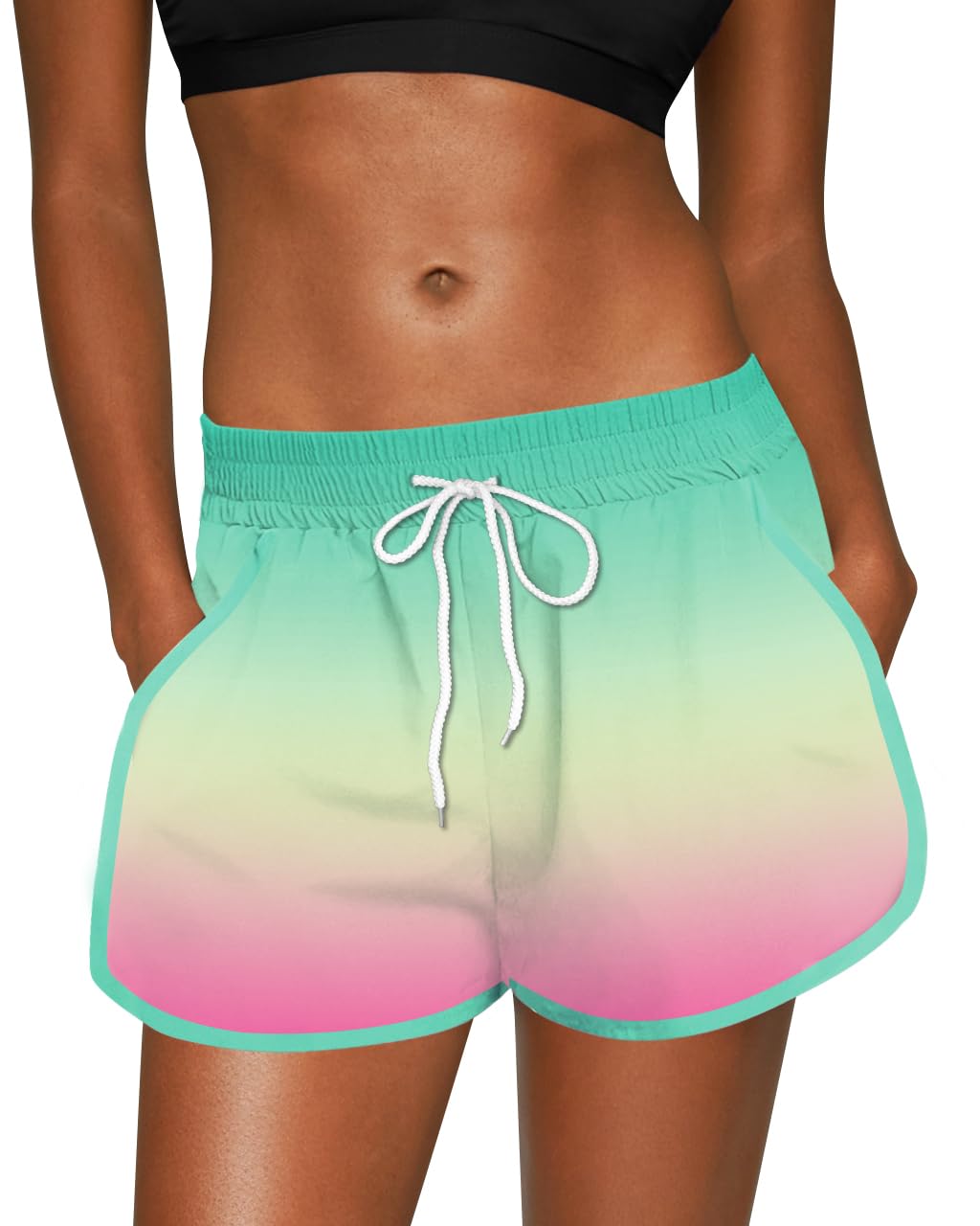 For G and PL Women Summer Floral Beach Boardshorts with Pockets Swim Trunks
