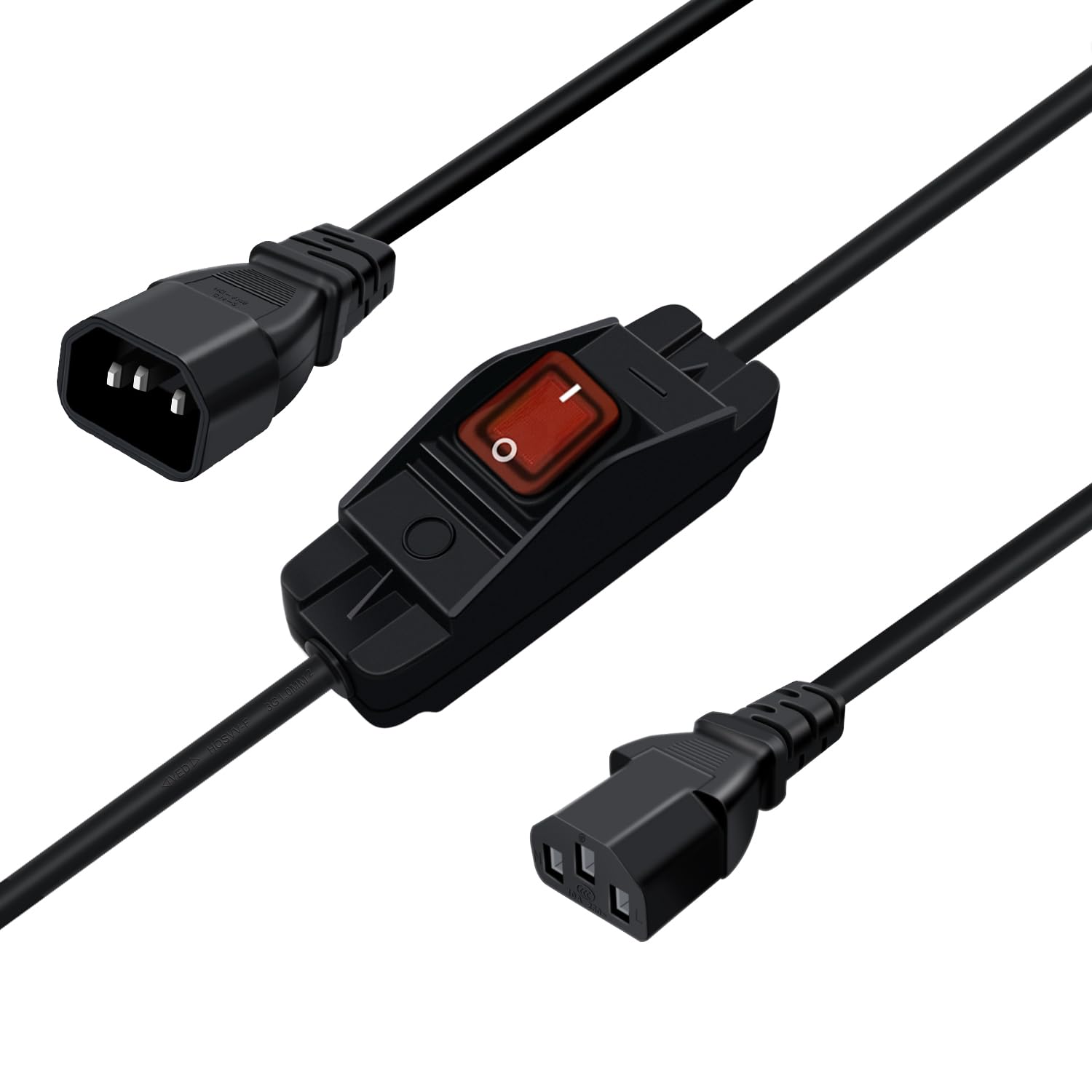 HuaLiSiJi Cavo IEC C13-C14 Con Interruttore E LED – Prolunga 0,5m 10A 125V Per Server E PC