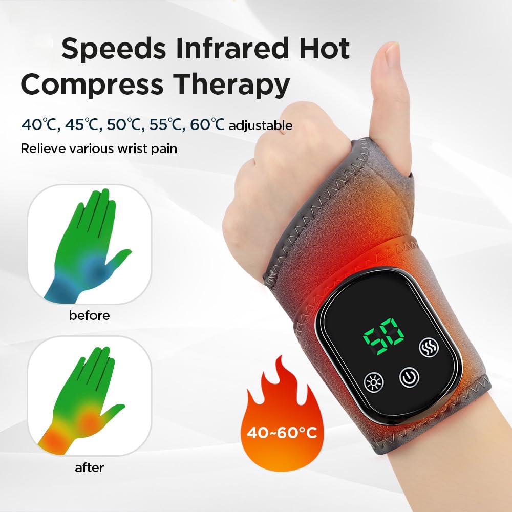 Cuscinetto riscaldante per polso con calore e massaggio per alleviare il dolore, involucro ricaricabile senza fili per mani