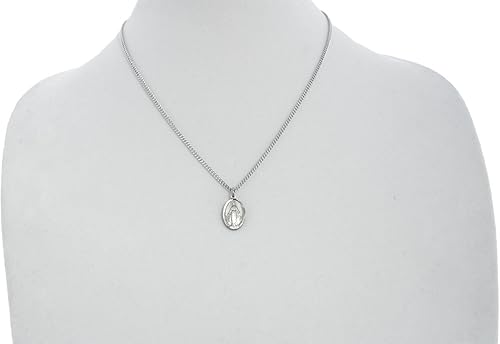 Miniatura 3 de Heartland - Colgante milagroso ovalado de plata de ley para mujer acabado mate  fabricado en Estados Unidos  cadena a elección