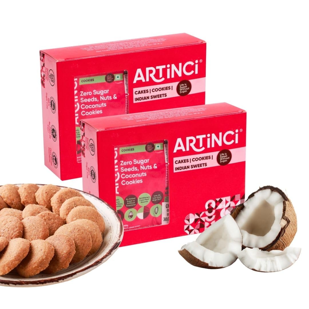 Artinci Coconut Cookies | As Seen on Shark Tank |Sugar Free Diabetic Friendly with High Protein & Fiber Digestive Biscuits | Low GI & Carbs | (185g x Pack of 2) (B08SK89V5Y) Amazon Price History, Amazon Price Tracker