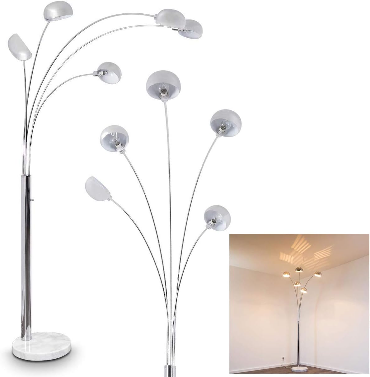 WANGIRL Led Floor Lamps for Living Room Modern Chrome Finish Silver