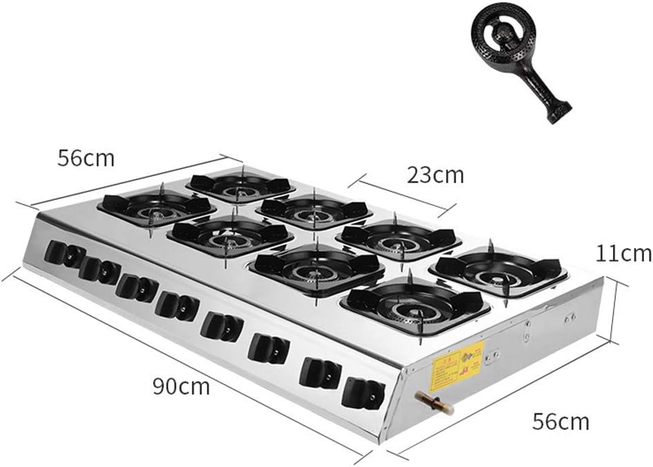 Gas Cooktop 35 Inches 8 Burners Gas Stove Gas Hob Stovetop Stainless Steel Cooktop Gas Stove Top Lpg Ion Sensing Protection (Copper C) (Copper B)