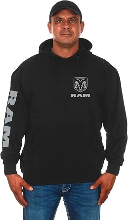 JH DESIGN GROUP Mens Dodge Ram Classic Black Pullover Hoodie Sweatshirt