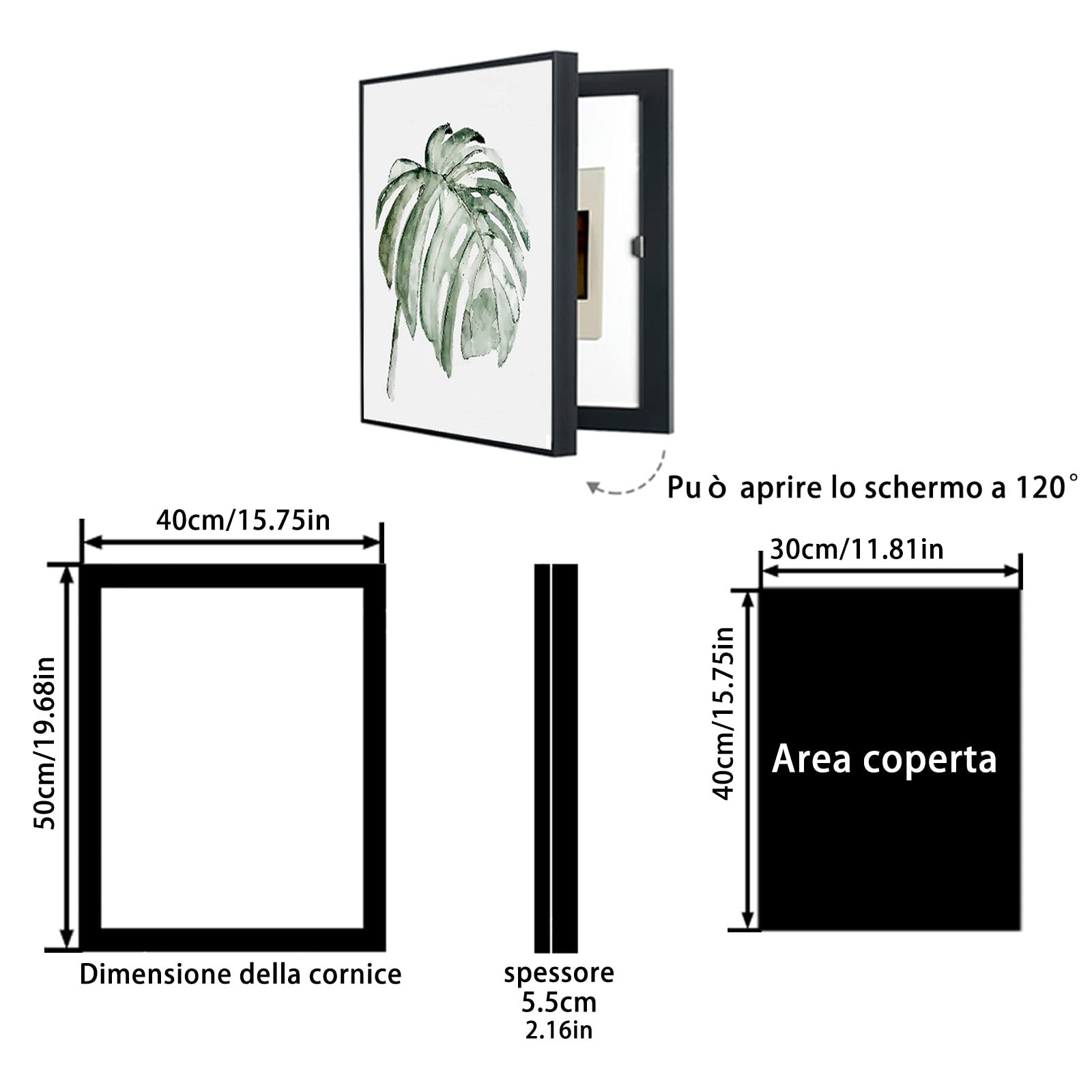 Caja de Pared， Cubierta del Medidor Eléctrico Interior Panel Eléctrico Ocultar Pinturas Sección Vertical Perforación Libre Restaurante Caja De Distribución Eléctrica Caja Decorativa,S
