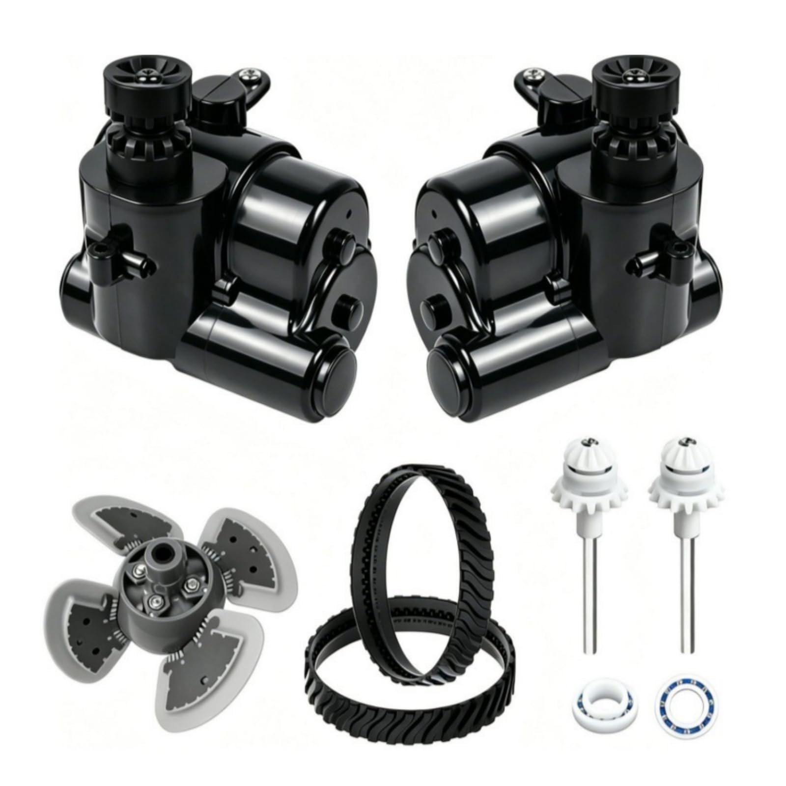 Kit Réfection pour Robot Piscine MX8 Pro avec Courroies à Bans Noires et Roues à pour Assurer Une Traction Adapté aux Piscines à Revêtement Liner et Béton