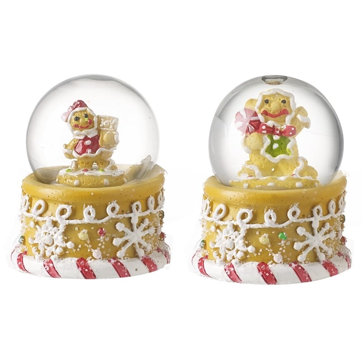Set of Two Gingerbread Christmas Snow Globe Decorations by Heaven Sends Novelty