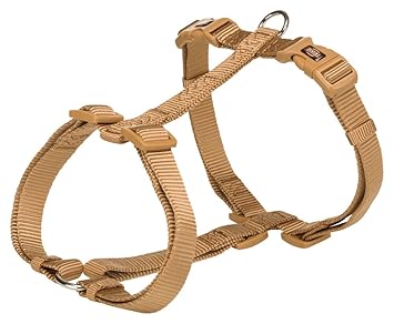 Trixie: - Premium Dog H-Harness | Made with Durable Nylon, Lightweight & Adjustable Straps | Two Snap Buckles on The Belly Strap to Easily Slip Around The Body ? (75?120 cm/25 mm, L?XL), Caramel