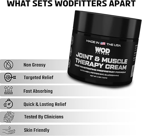 Miniatura 3 de WODFitters Crema muscular - Crema para articulaciones y músculos con glucosamina, árnica, MSM y menta para recuperación después del entrenamiento,