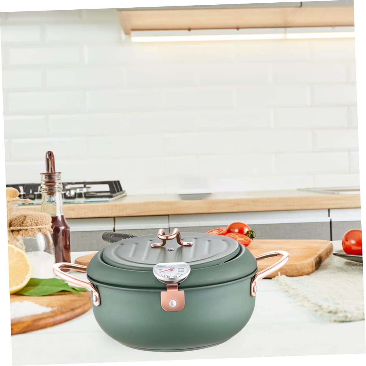 Japanese Tempura Stainless Steel Frying Pot Portable Deep Fryer with Splash Design and Efficient Heat for Home Kitchen Cooking