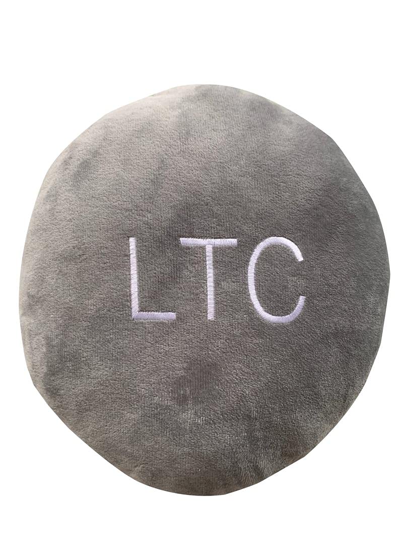 BlockCraft Litecoin Pillow - Embroidered Round Stuffed Plush Crypto Pillow LTC Plush Pillow