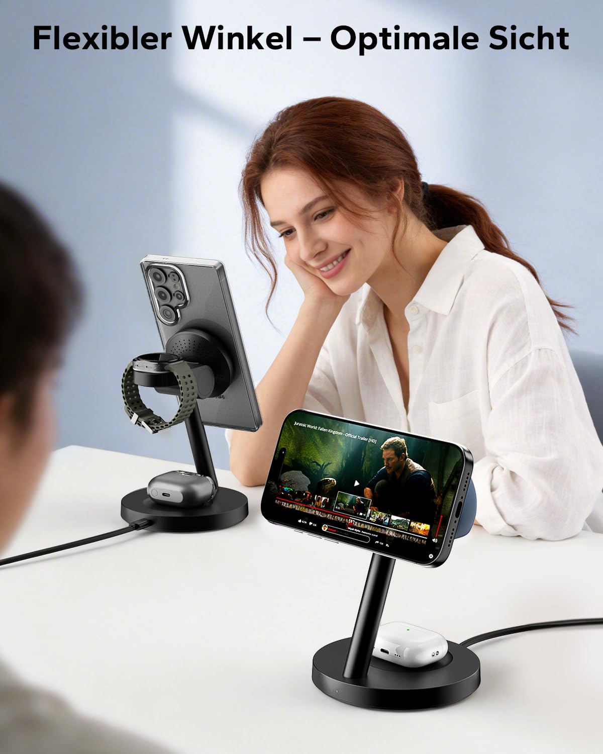 KPON Magsafe Ladestation für Apple Watch und iPhone, 3 IN 1 iPhone Handy Ladestation Magsafe Ladegerät Apple Charging Station für iPhone 17~12 Serie, Apple Watch 11~2, AirPods
