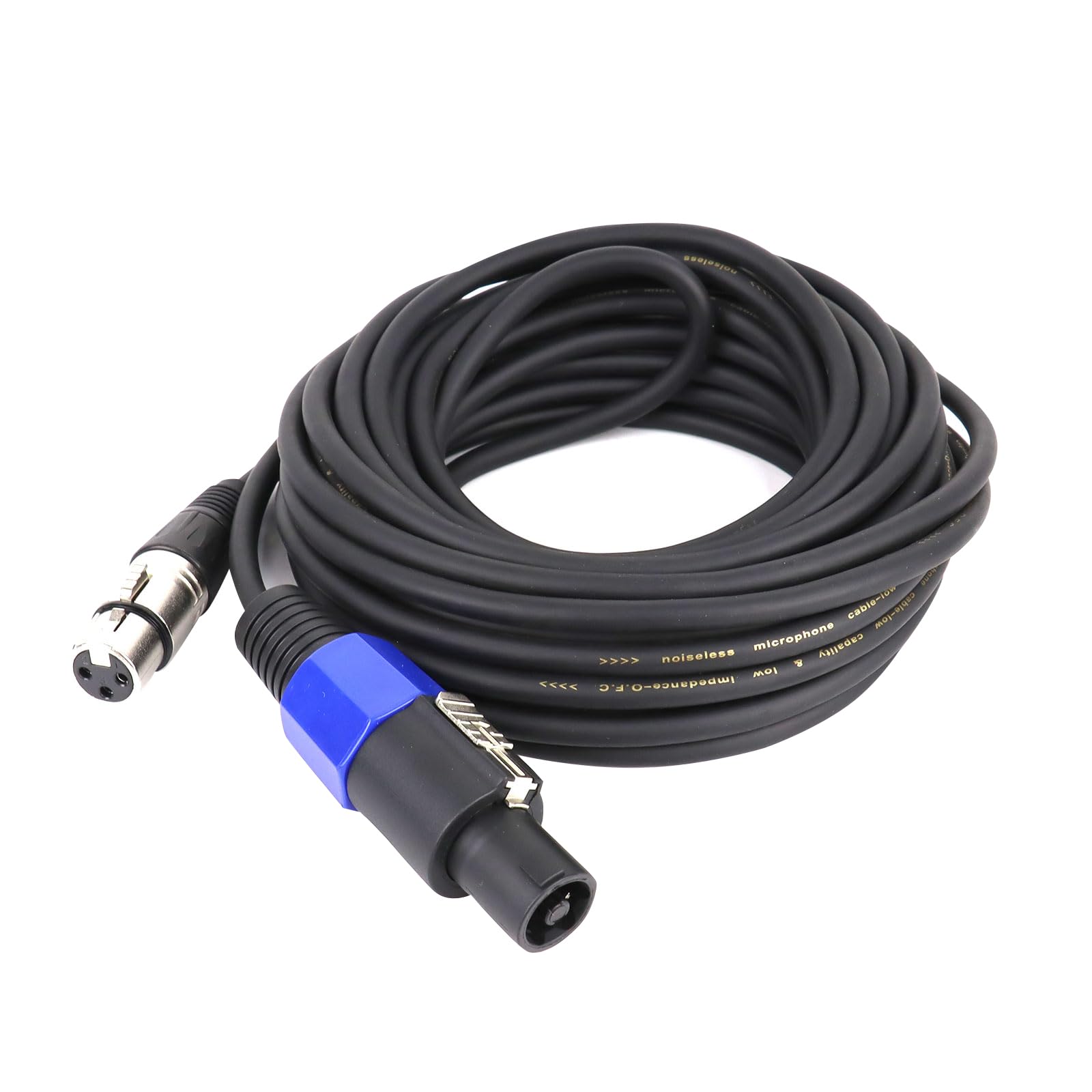 HBU 1 x kabel Speakon do XLR żeński 9,1 m, 1 x gniazdo audio typu głośnika męskiego do 3-biegunowego kabla przedłużającego XLR do mikrofonu, 3-pinowe złącze z blokadą obrotową