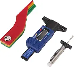 RiToEasysports Medidor Digital de Profundidade do Piso do Pneu, Abs, Portátil, Display Lcd Codificado por Cores, 0-25.4mm, para Manutenção de Pastilhas de Freio de Caminhão e Carro