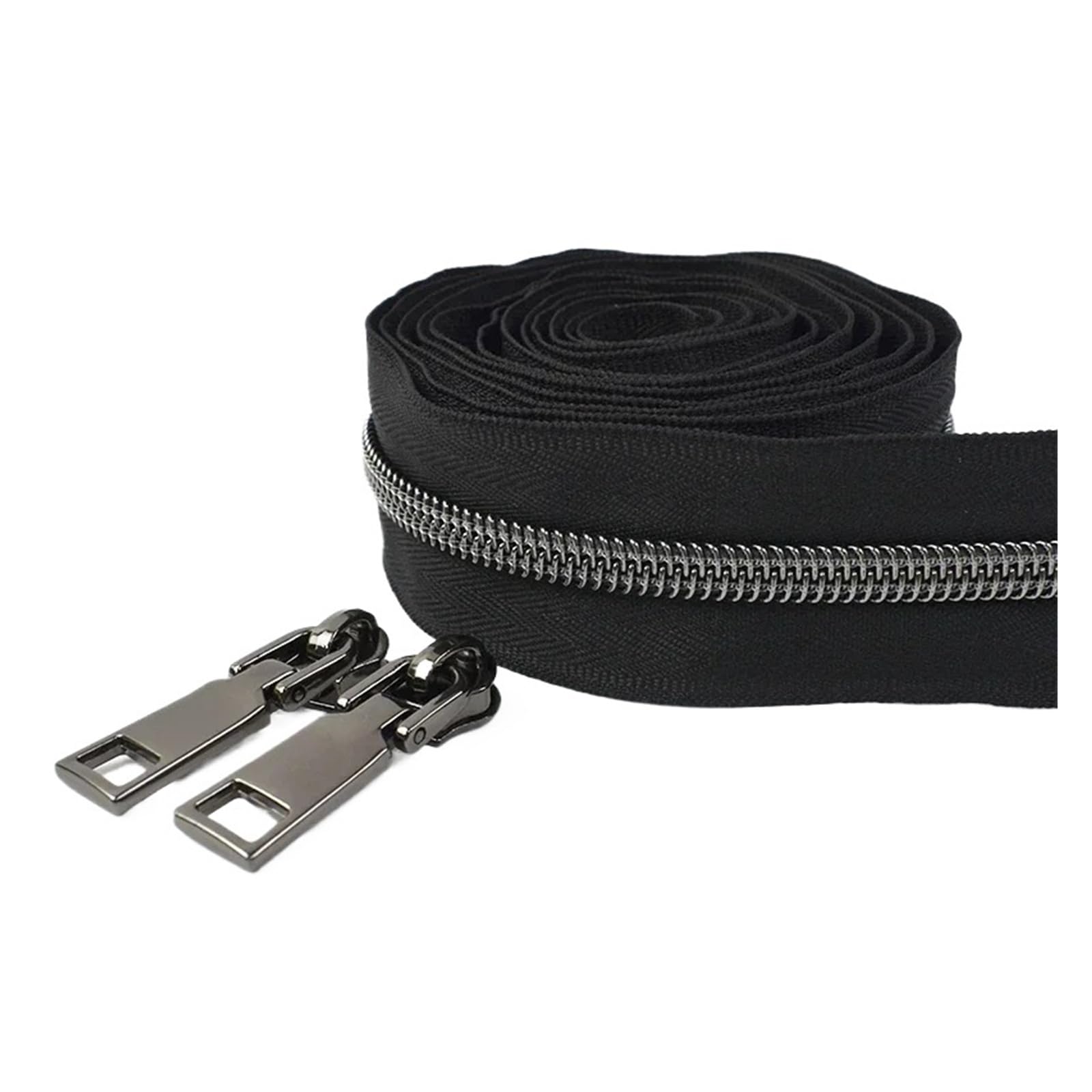 Cremalleras de Metal/Nylon/resina por metro, 2-10M, 5#, bolsa deslizante con cremallera a juego, cremalleras for ropa, accesorios costura fácil reparación(KY377G6-3GunBlack,10Meters10PcsSlider)