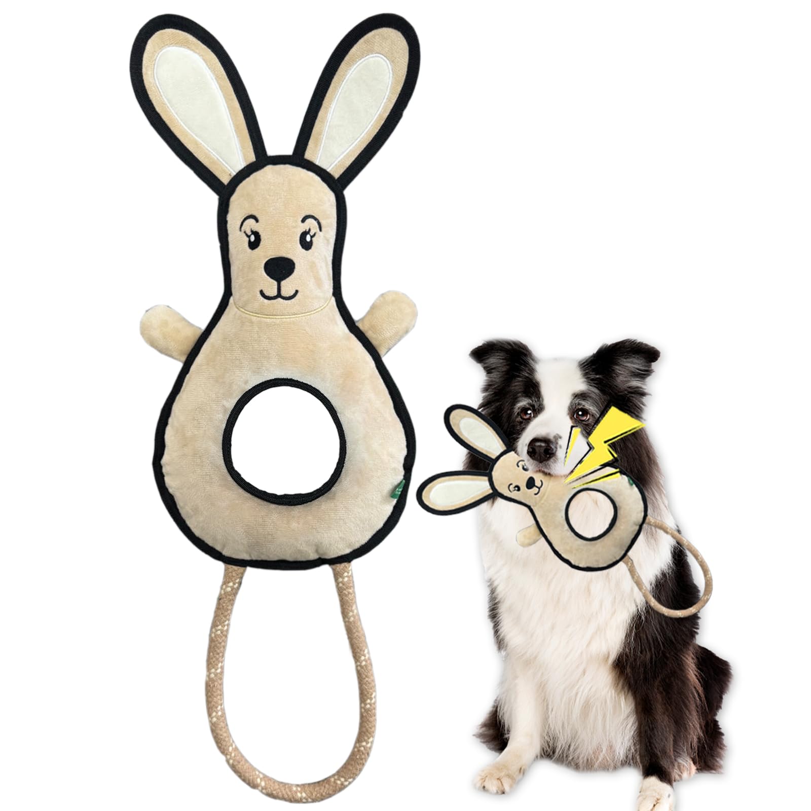 Jouets couineurs pour chiens à mâcher agressifs, jouets d'animaux de ferme rugueux et résistants, peluche à mâcher et tir à la corde interactive, garde les chiens occupés (lapin)