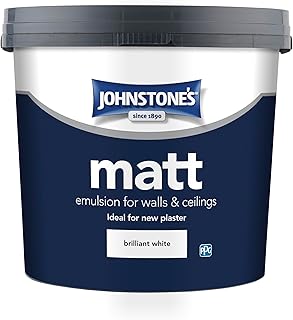 Johnstone\'s 306755 Matt Emulsion Paint, Brilliant White, 5 l (Pack of 1)