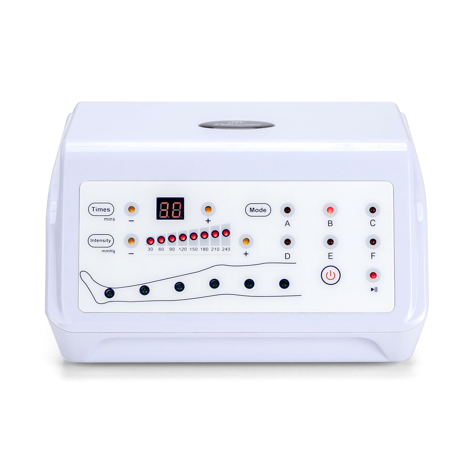 Presoterapia masaje 6 Cámaras - Masajeador Piernas, Brazo y Faja Abdominal, 6 Programas, 8 niveles de Intensidad Ajustable 30-240 mmHg