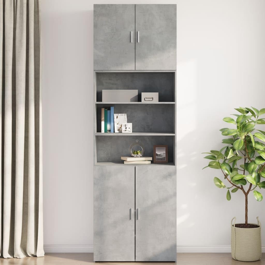 Mobiletto Pensile Grigio Cemento 80x42,5x64 cm in Legno Multistrato