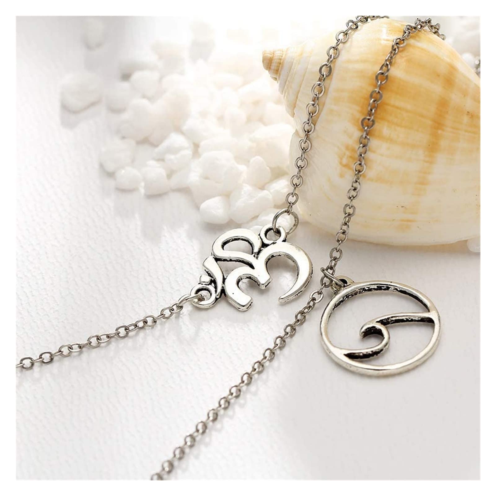 YXWYXWA Braccialetti Caviglie alla Caviglia 1Set Multiyer Multi-Strato Bohémien 3D a Onde Mari