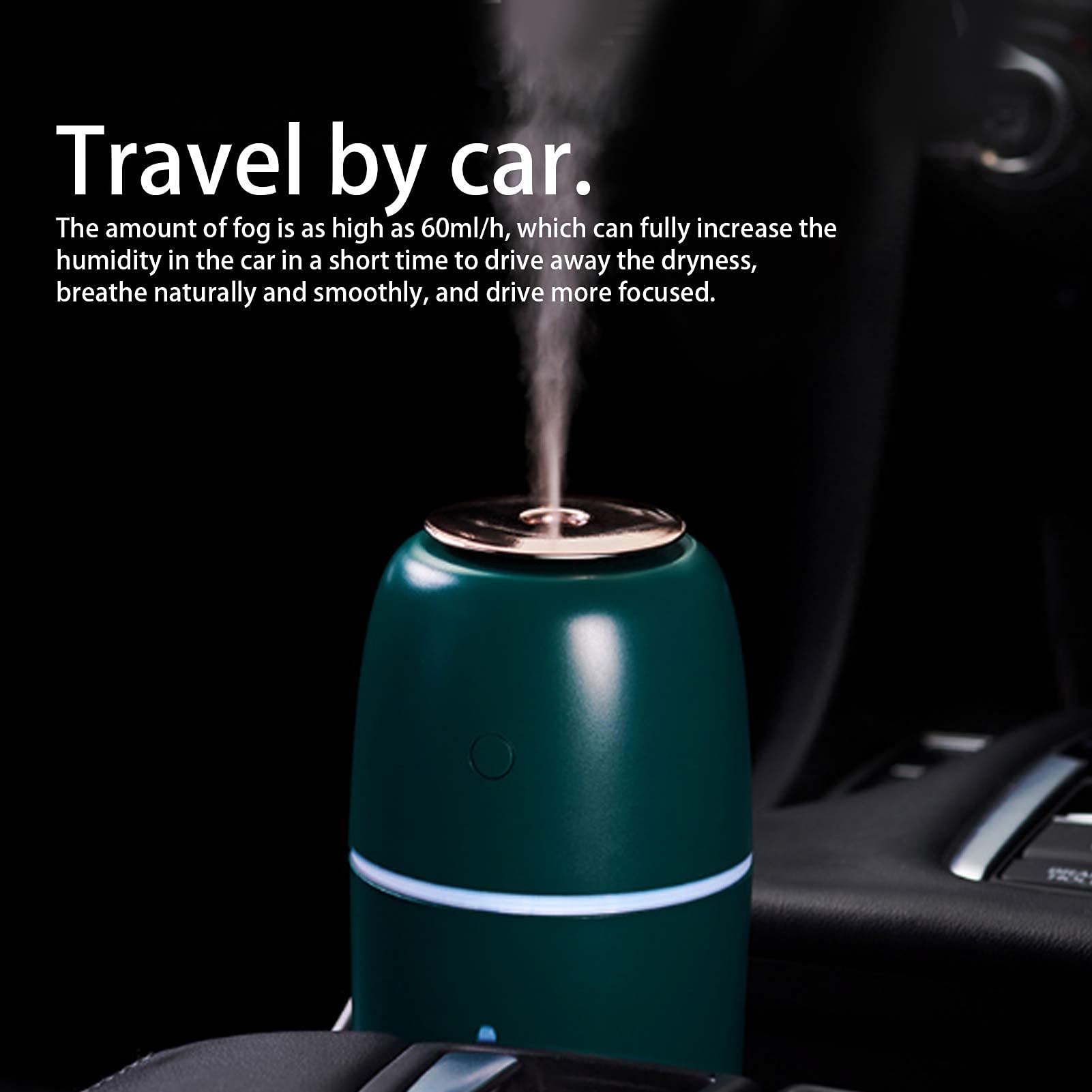 Umidificatore spray intelligente USB con umidificazione dell'aria con luce notturna per auto desktop da ufficio (Verde)