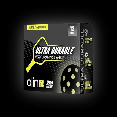 Miniatura 2 de OLIN Ultra40 Bolas de pickleball para exteriores ultraduraderas aprobadas por Estados Unidos (USAPA), paquete de 12, amarillo óptico