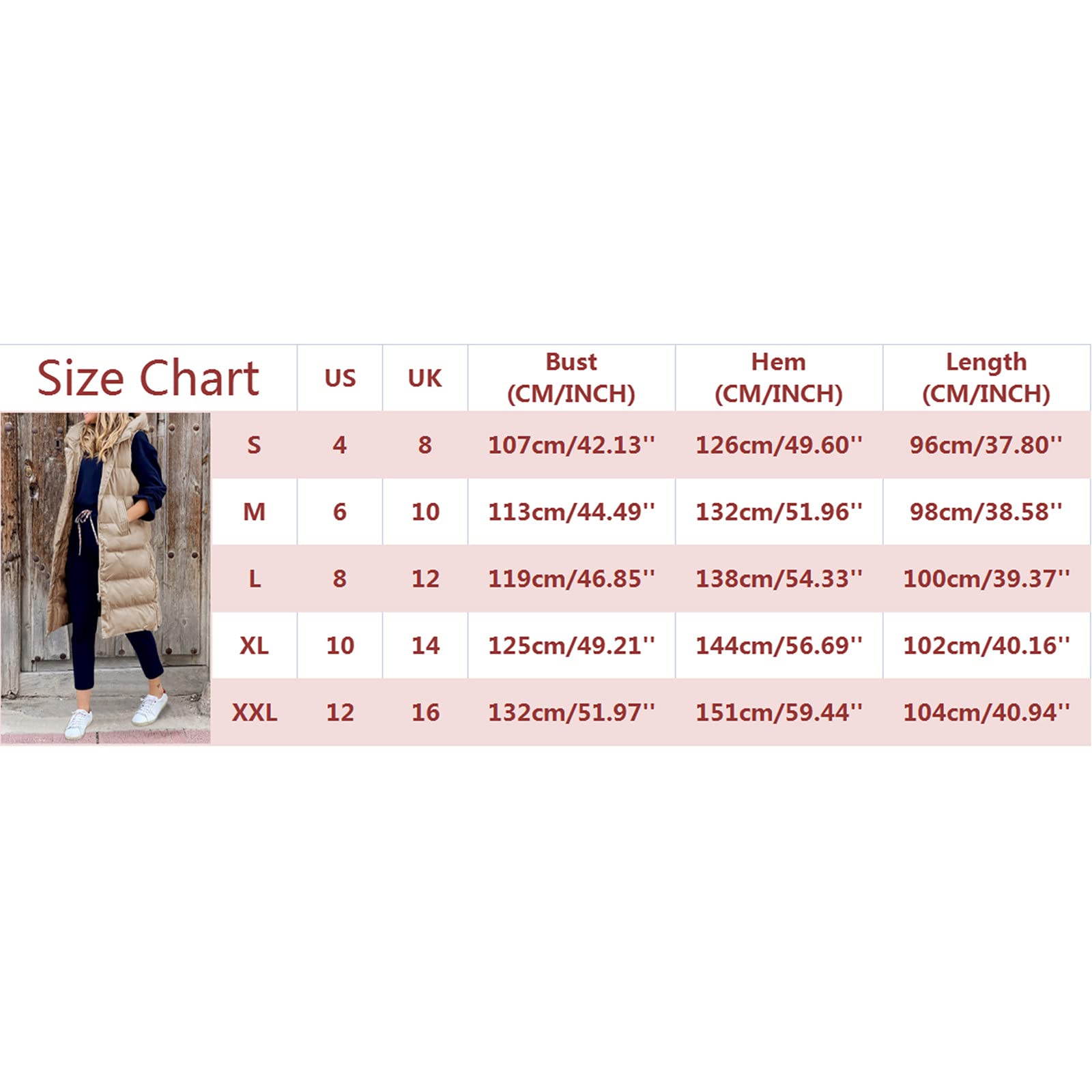 Chaleco de invierno con capucha, sin mangas, con bolsillos, cálido, chaqueta de entretiempo, chaleco acolchado, chaqueta acolchada para exteriores, tallas S - XXL