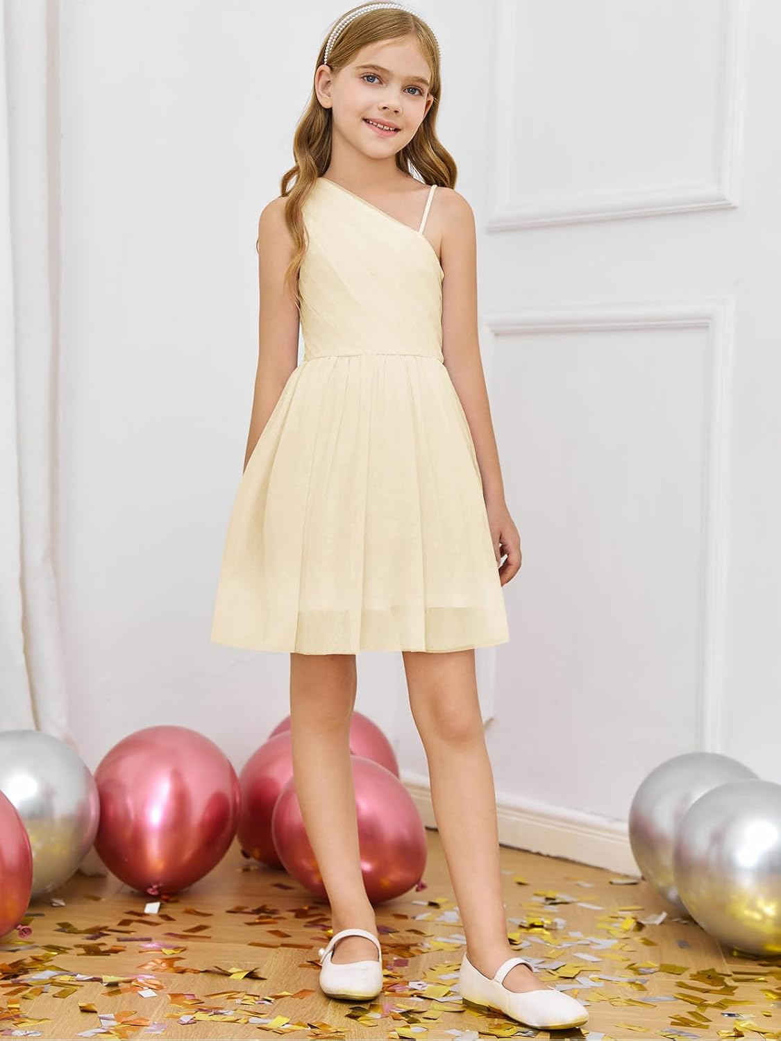 Batermoon Girls One Shoulder Dress Summer Party Graduation Semi Formal Short Dresses 5-14 Years - Image 7
