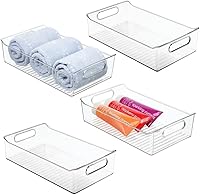Vista 1 de mDesign - Papelera de plástico con asas para baño Plástico Transparente paquete de de 4