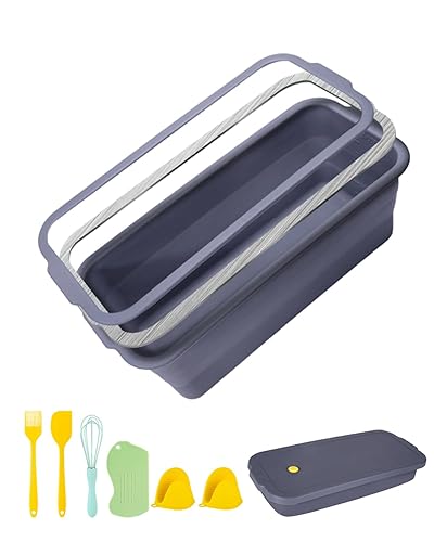 Large size foldable silicone bread loaf pan with lid,11x4.7 Inch