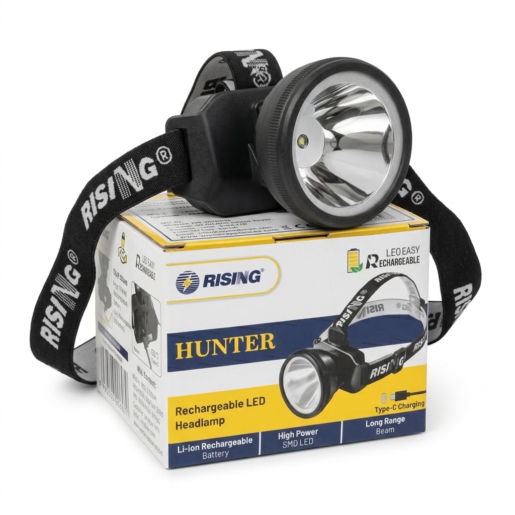 RISING Hunter Rechargeable LED Headlamp | 2000mAh Li-ion Battery | 90 Degree Adjustable Angle | Flashing Mode-picture-26