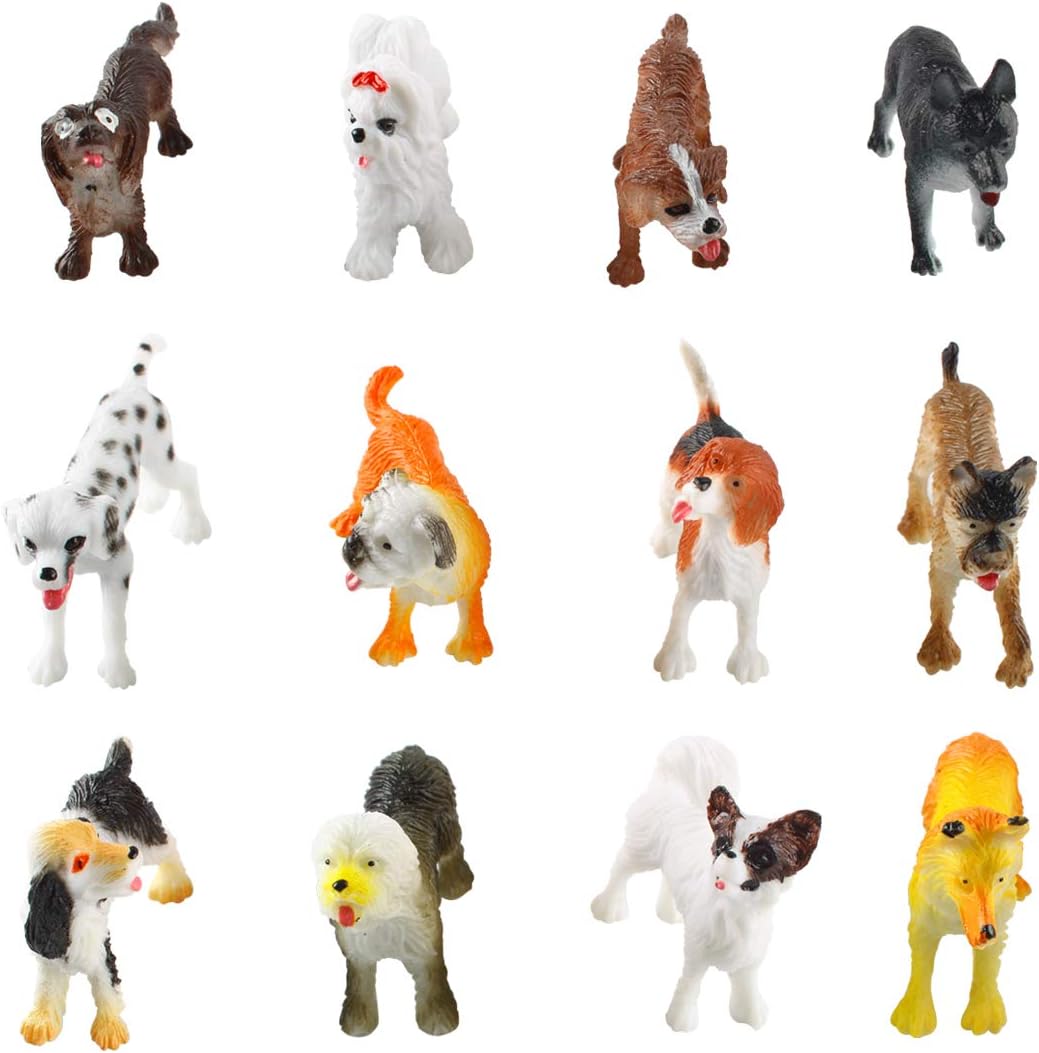 12 Kinds Simulated Mini Plastic Animal Model Dog Toy Figures for Kids FZG-01 (Dog)
