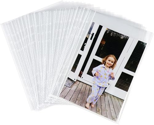 25 hojas de repuesto para álbumes de fotos transparentes A5, fundas de fotos de polipropileno suave para tarjetas de fotos, postales, 6 agujeros,
