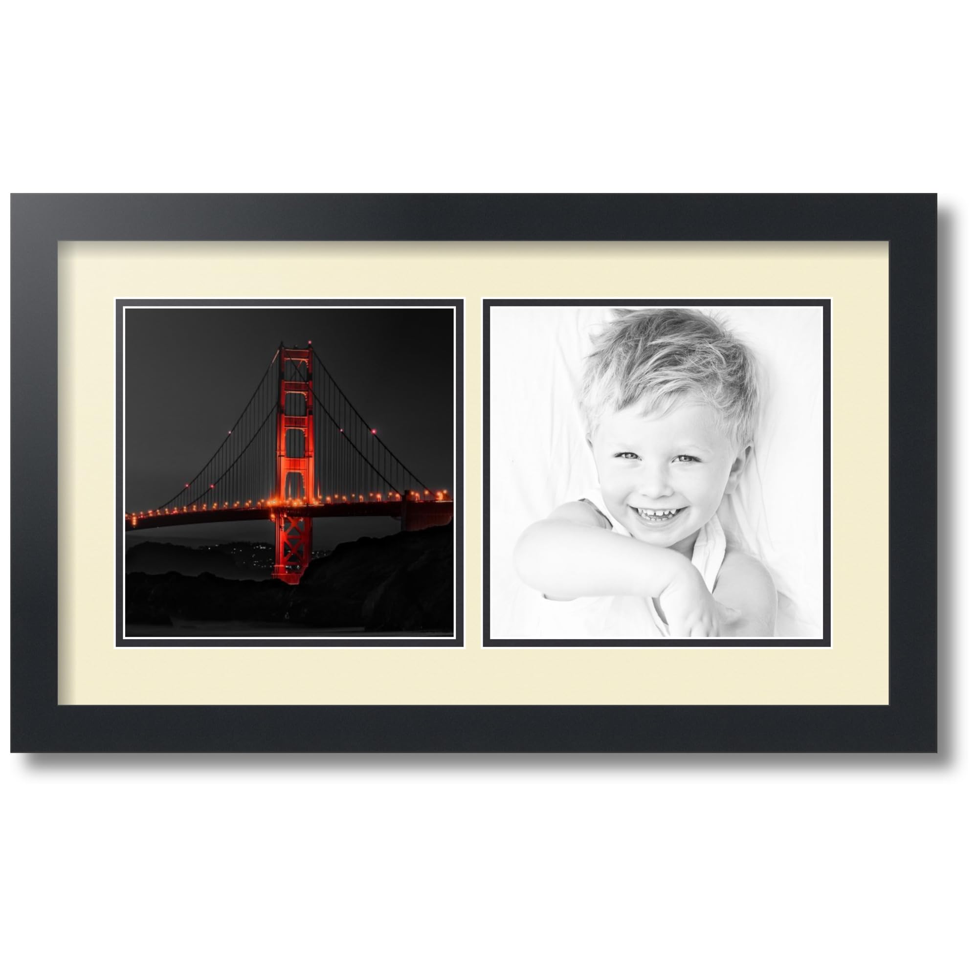 Art to Frames Double-Multimat-1988-791/89-FRBW26079 Collage Photo Frame Double Mat with 2-8.5x8.5 Openings and Satin Black Frame