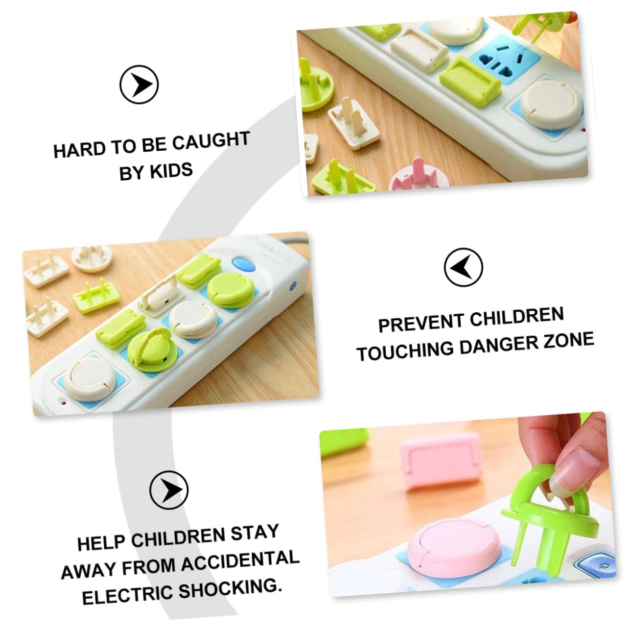 Kisangel 60pcs Anti-Electric Shock Socket Cover Power Outlet Cover Protect Babyproof Multiple Childproof Outlet Covers Electrical Covers Data Power Socket Guard Plug First Large Abs