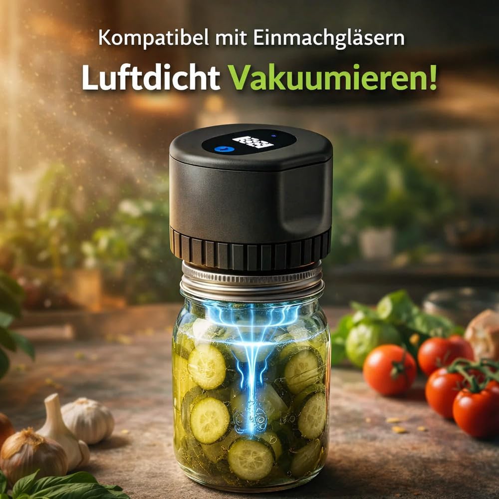 EcoSeal™ Pro Vakuumierer Vakuumiergerät für alle Gläser - Verbessertes Modell!