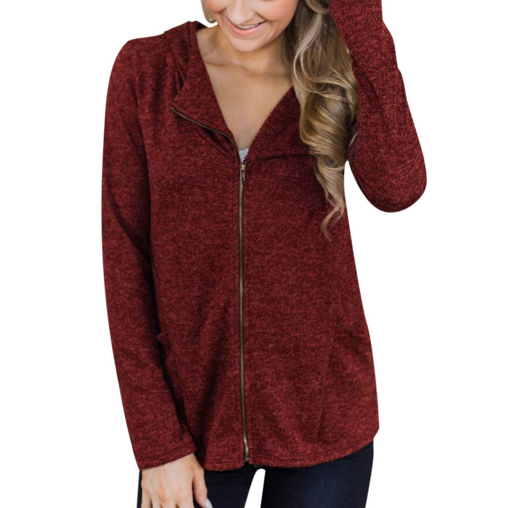 Womens Fashion Hoodie Cover Zipper Pullover,O Collar,Casual Long Sleeve Sweatshirt Strapless Blouse