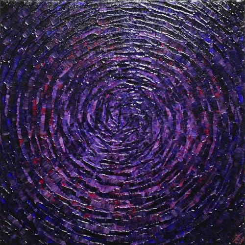 Tableau abstrait éclat concentrique violet bleu 30x30 cm pour décoration intérieure moderne
